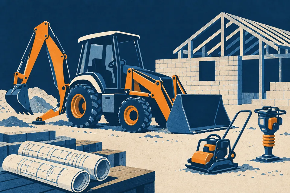 Ilustración de maquinaria para construcción